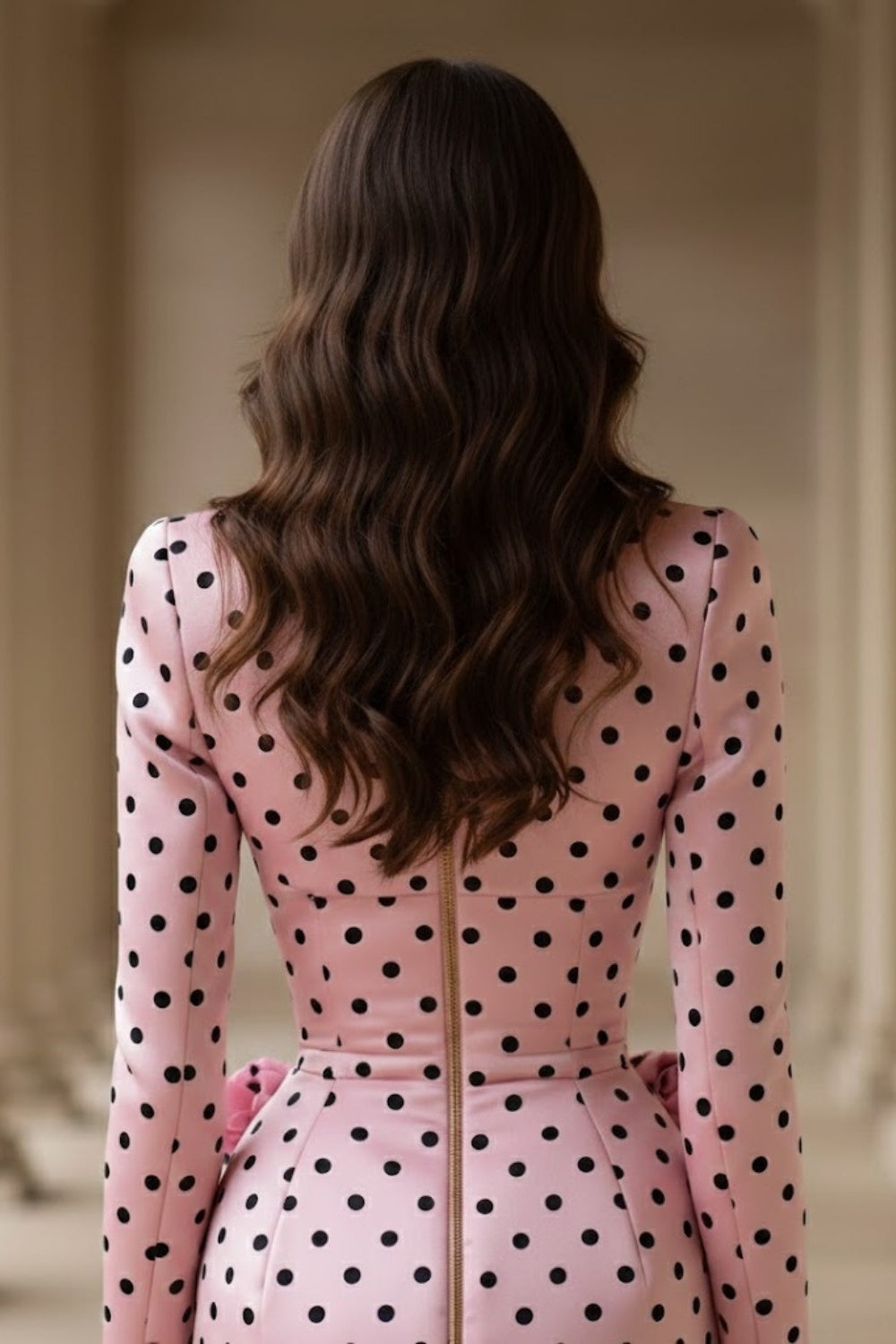 Pink Polka Dots Bodycon Mini Homecoming Dress with 3D Flower