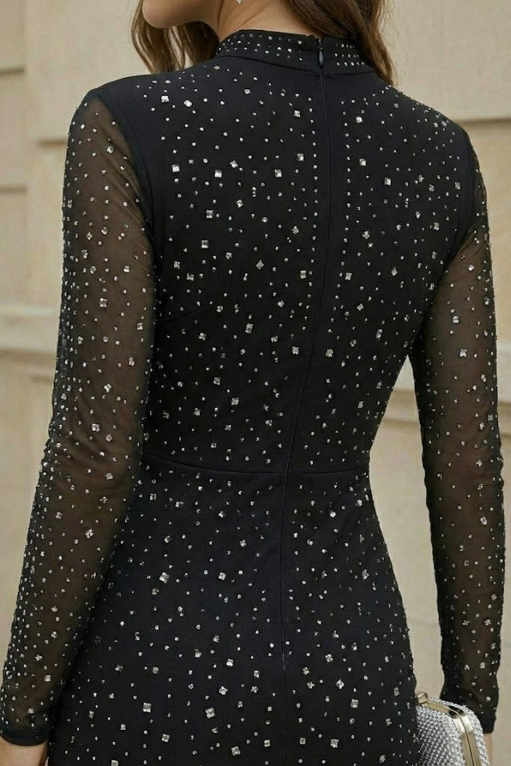 Black Sheath High Neck Short Prom Dress with Beading