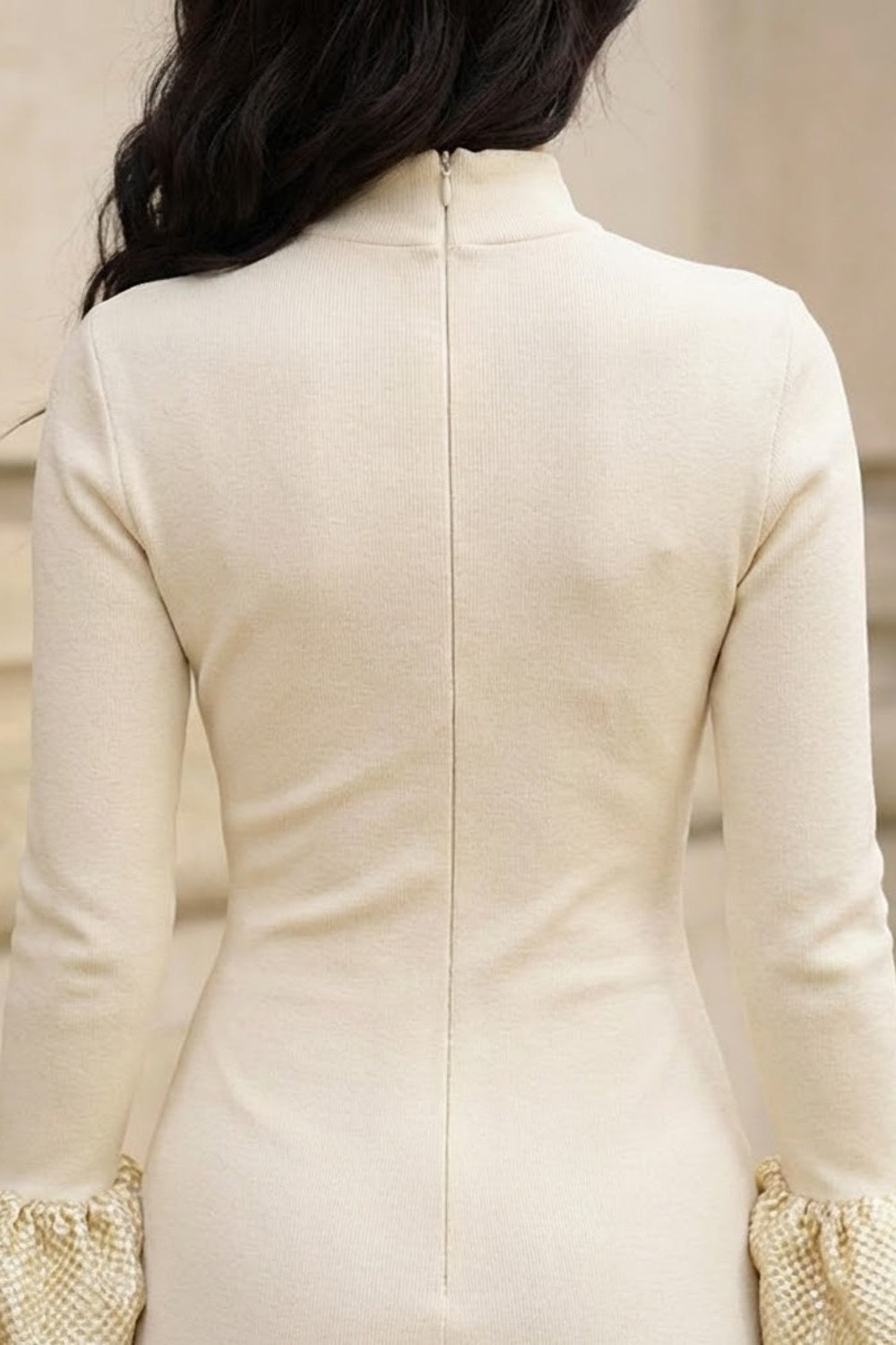 Simple White Sheath High Neck Long Prom Dress