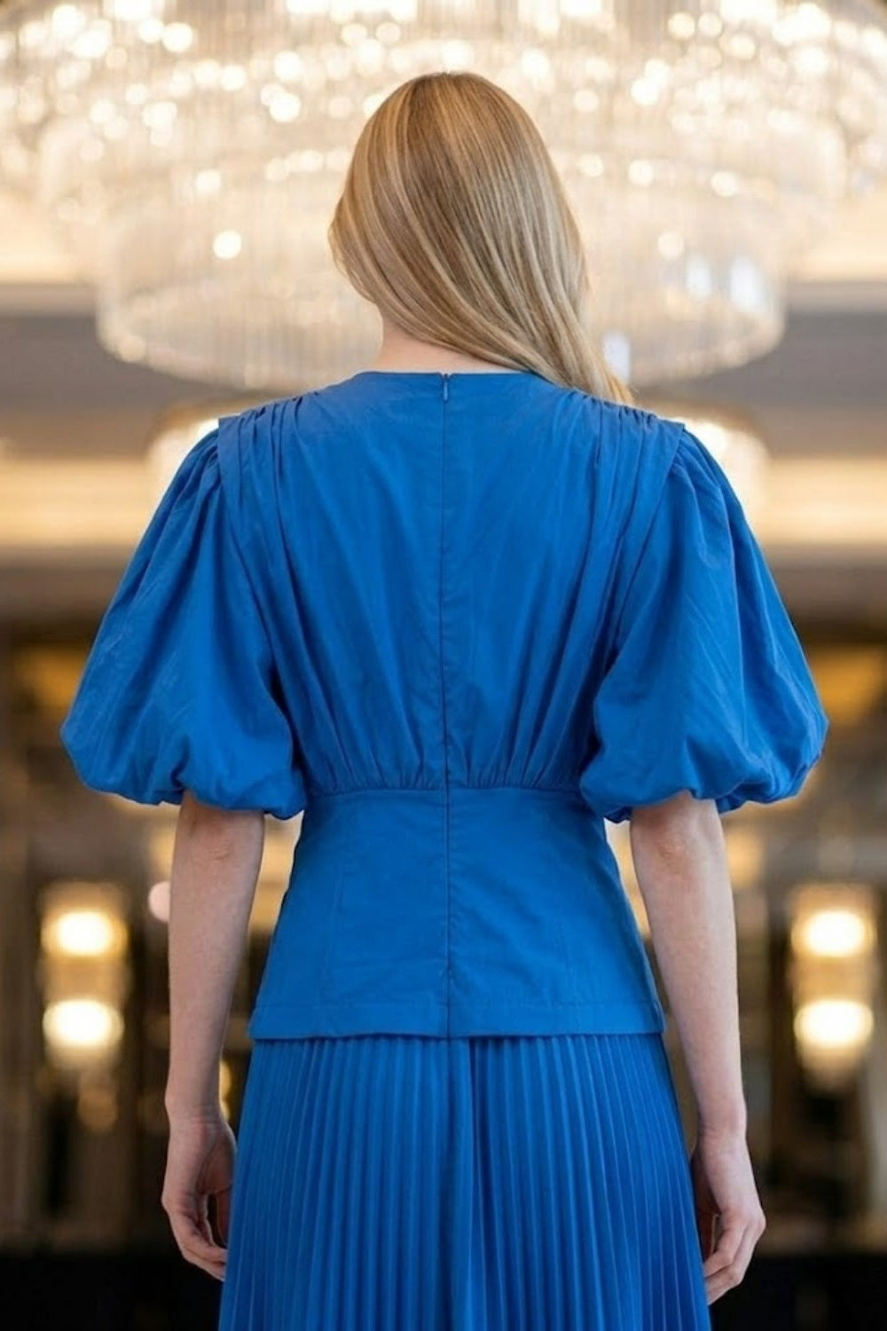 Corset Royal Blue A Line V Neck Long Formal Dress
