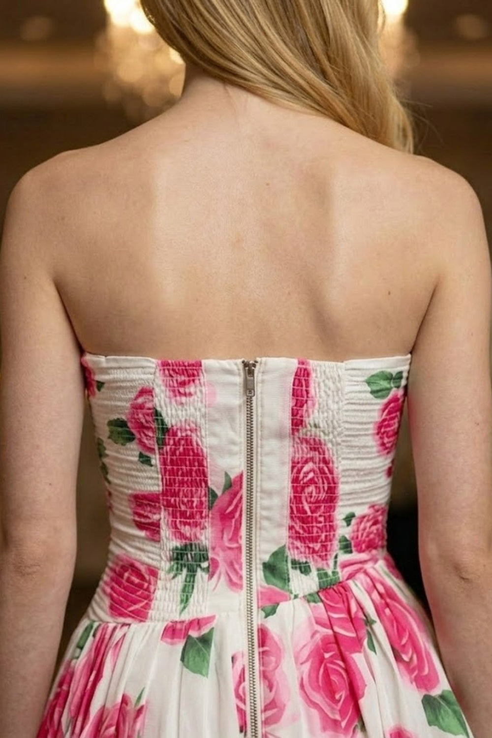 Pink Floral A Line Sweetheart Mini Homecoming Dress with Pleats