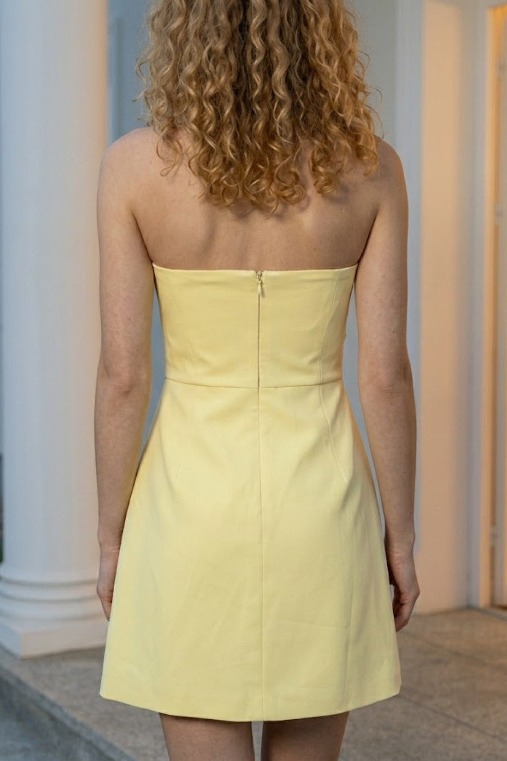 Yellow Bodycon Strapless Mini Homecoming Dress with 3D Flowers