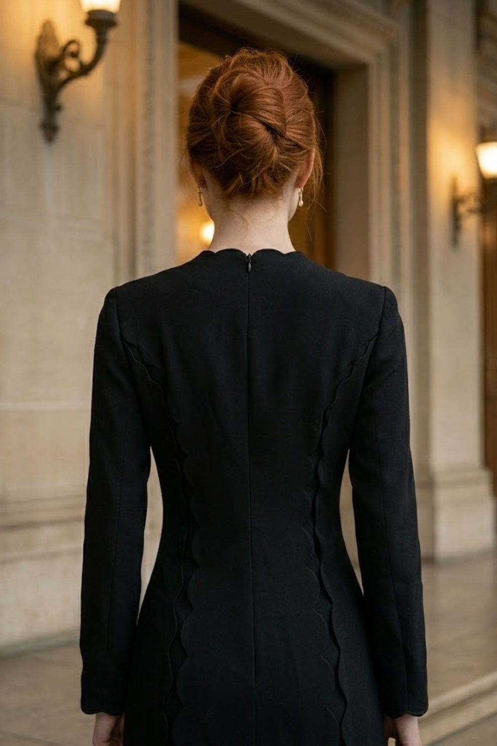Black A Line V Neck Long Formal Dress with Bow