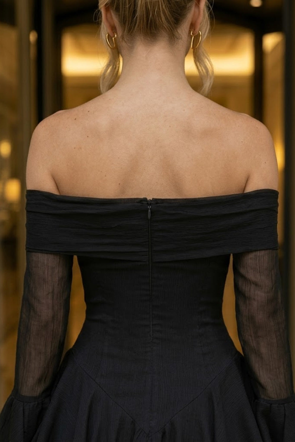 Black A Line Off the Shoulder Short Homecoming Dress with Bow
