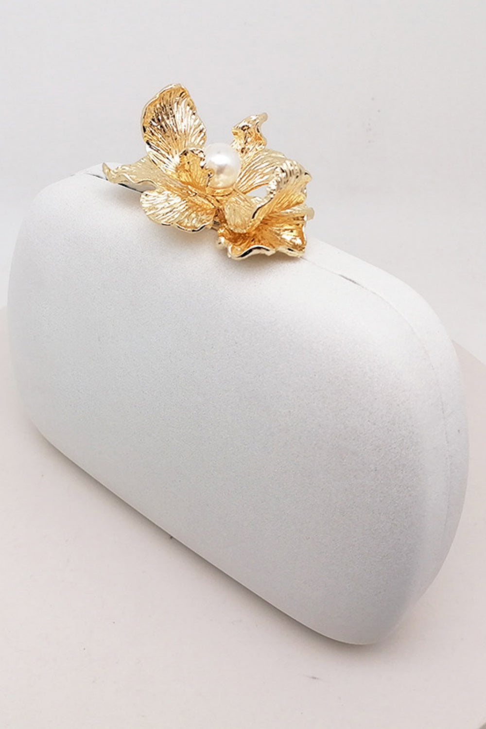Velvet Clutch Purse Handbag with Pearl Floral Clasp