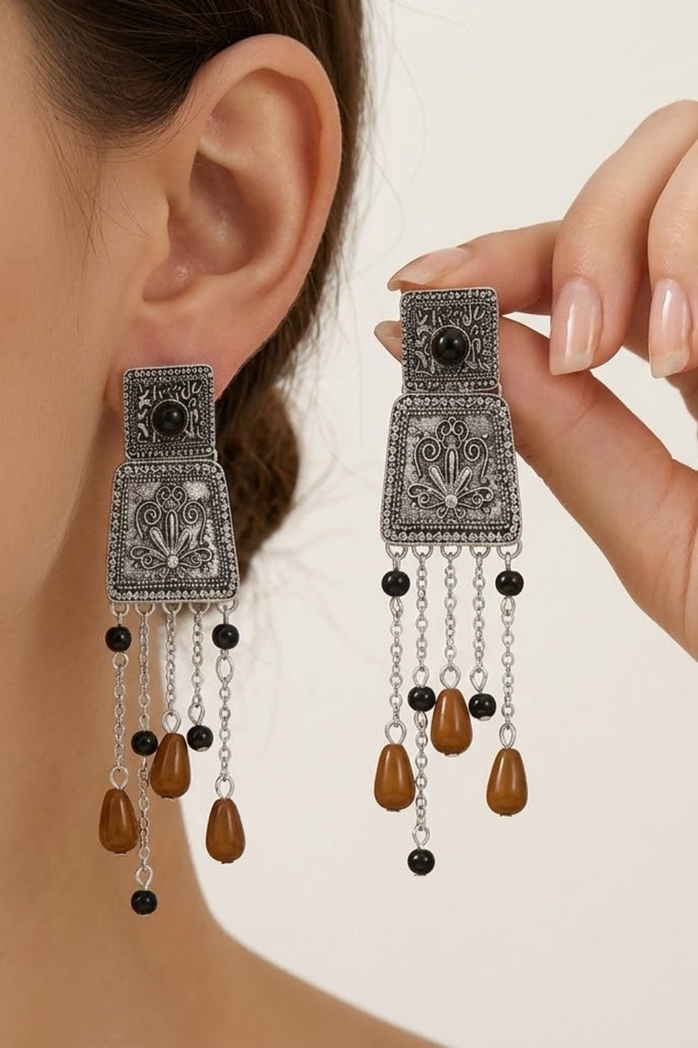 Vintage Embossed Chandelier Prom Earrings
