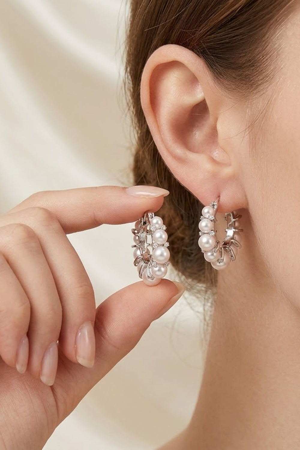 Plated Pearl Hoop Earrings