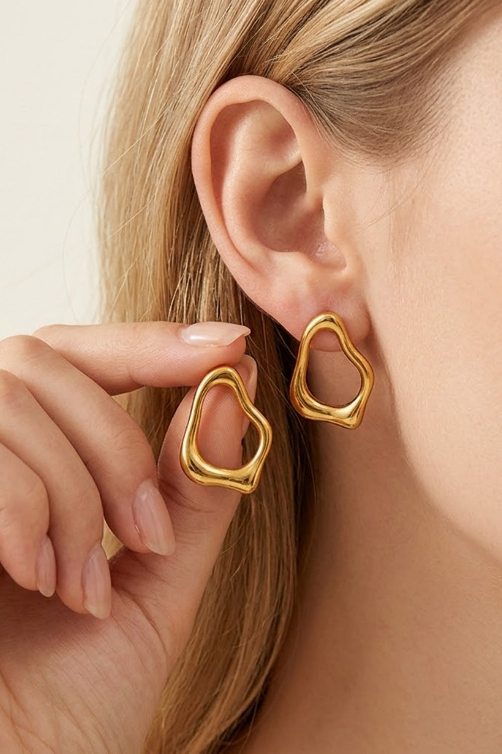Abstract Gold Open Stud Earrings