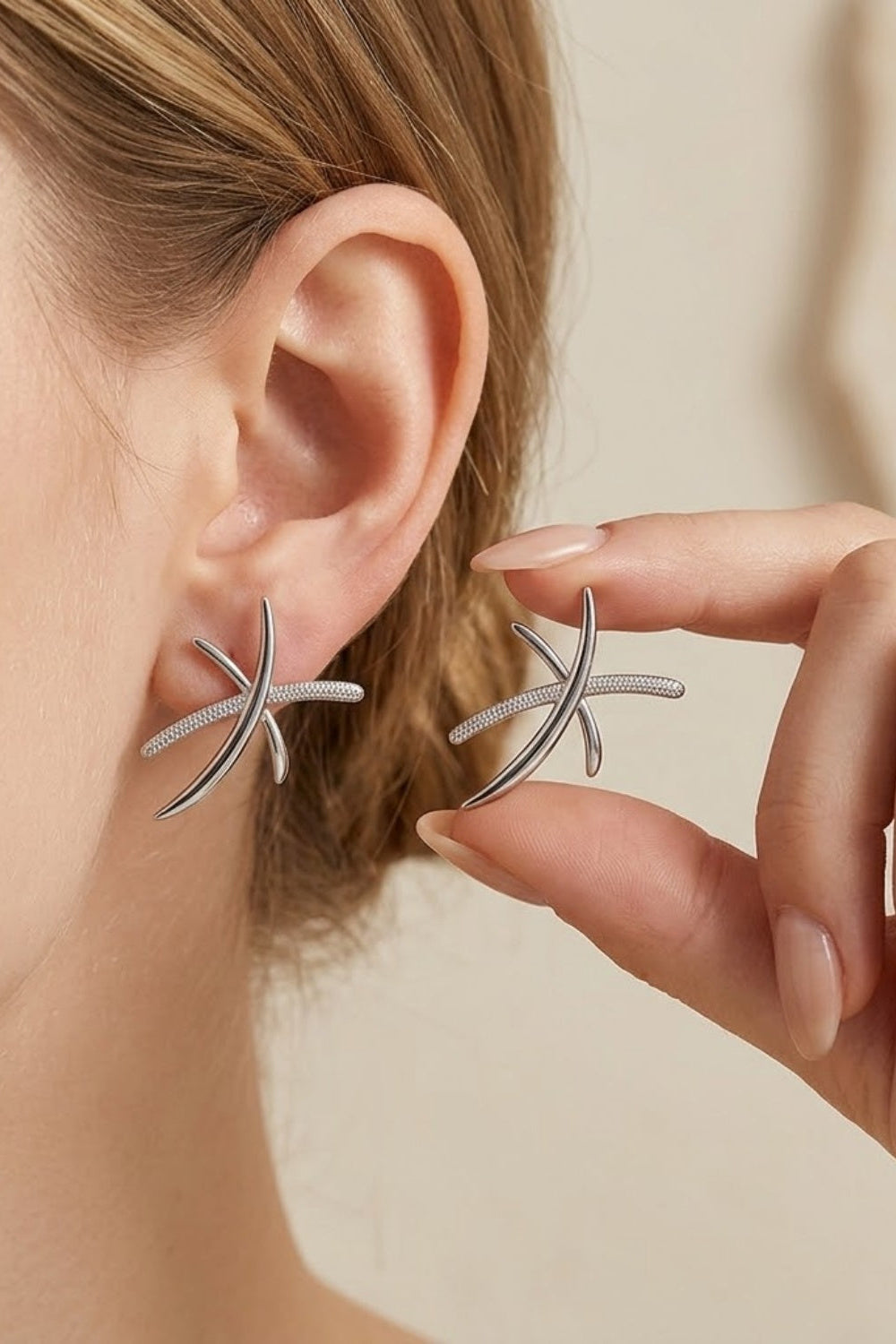 Abstract Silver Starfish Earrings
