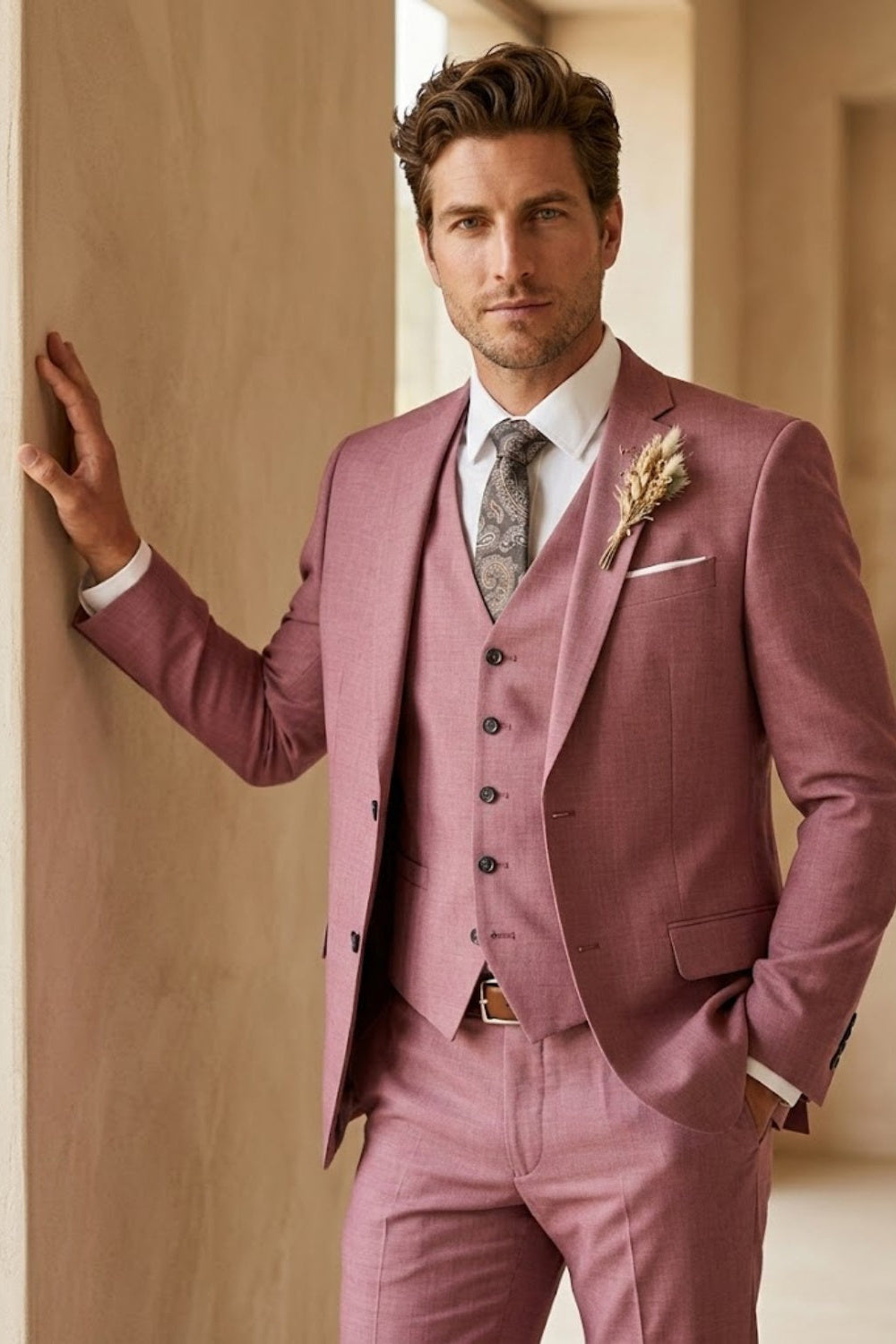 Dusty Rose Slim Fit Wedding Suit