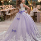 Purple A Line Round Neck Sleeveless Lace Tulle Flower Girl Dress