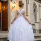 White A Line V Neck Sleeveless Lace Flower Girl Dress