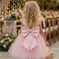 Pink A Line Round Neck Sleeveless Satin Tulle Flower Girl Dress