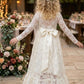 Ivory A Line Round Neck Long Sleeve Lace Flower Girl Dress