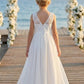 White A Line Round Neck Sleeveless Lace Chiffon Flower Girl Dress