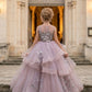 Purple A Line Round Neck Sleeveless Tulle Flower Girl Dress