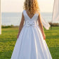 White A Line Peter Pan Collar Sleeveless Satin Flower Girl Dress