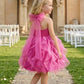 Pink A Line Halter Neck Sleeveless Sequin Tulle Flower Girl Dress