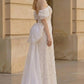 Sparkly Ivory A Line Off the Shoulder Long Prom Dress with Bow