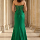 Sparkly Green Strapless Long Corset Prom Dress with Slit