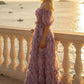 Lavender A Line Off Shoulder Long Prom Dress with 3D Flowers