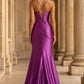 Purple Mermaid Spaghetti Straps Long Prom Dress with Slit