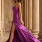 Purple Mermaid Spaghetti Straps Long Prom Dress with Slit