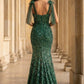 Sparkly Emerald Mermaid Long Prom Dress with Slit