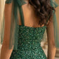 Sparkly Emerald Mermaid Long Prom Dress with Slit