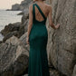 Emerald Green Sheath One Shoulder Long Formal Dress