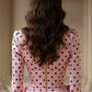 Pink Polka Dots Bodycon Mini Homecoming Dress with 3D Flower