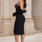 Black Bodycon Spaghetti Straps Midi Corset Prom Dress with Lace