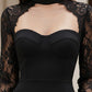 Black Bodycon Midi Cocktail Dress with Lace