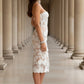 White Bodycon Sweetheart Midi Prom Dress with Lace Flower