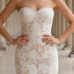 White Bodycon Sweetheart Midi Prom Dress with Lace Flower
