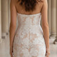 White Bodycon Sweetheart Midi Prom Dress with Lace Flower