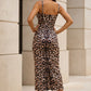 Brown Leopard Sheath Sweetheart Long Formal Dress
