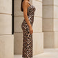 Brown Leopard Sheath Sweetheart Long Formal Dress