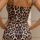 Brown Leopard Sheath Sweetheart Long Formal Dress