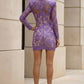 Purple Sheath Scoop Neck Short Prom Dress with Lace Appliques