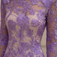 Purple Sheath Scoop Neck Short Prom Dress with Lace Appliques