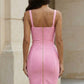 Simple Pink Sheath V-Neck Short Prom Dress with Ruched