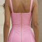 Simple Pink Sheath V-Neck Short Prom Dress with Ruched