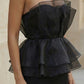 Black Mermaid Strapless Long Formal Dress with Ruffle