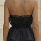 Black Mermaid Strapless Long Formal Dress with Ruffle