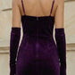 Simple Purple Sheath Spaghetti Straps Midi Prom Dress