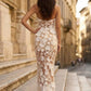 White Sheath Sweetheart Long Prom Dress with Floral Embroidery