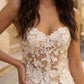 White Sheath Sweetheart Long Prom Dress with Floral Embroidery