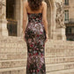 Burgundy Mermaid Strapless Long Prom Dress with Floral Embroidery