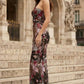 Burgundy Mermaid Strapless Long Prom Dress with Floral Embroidery